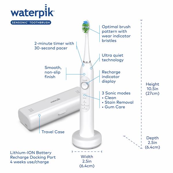 White Waterpik™ Sensonic™ Electric Toothbrush - Image 3